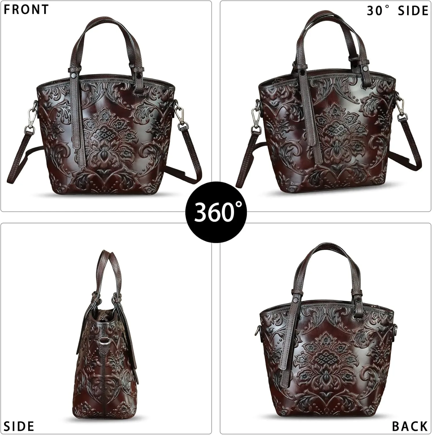 Genuine Leather Satchel for Women Purse Embossed Leather Top Handle Handbag Handmade Crossbody Handbags Tote Bag