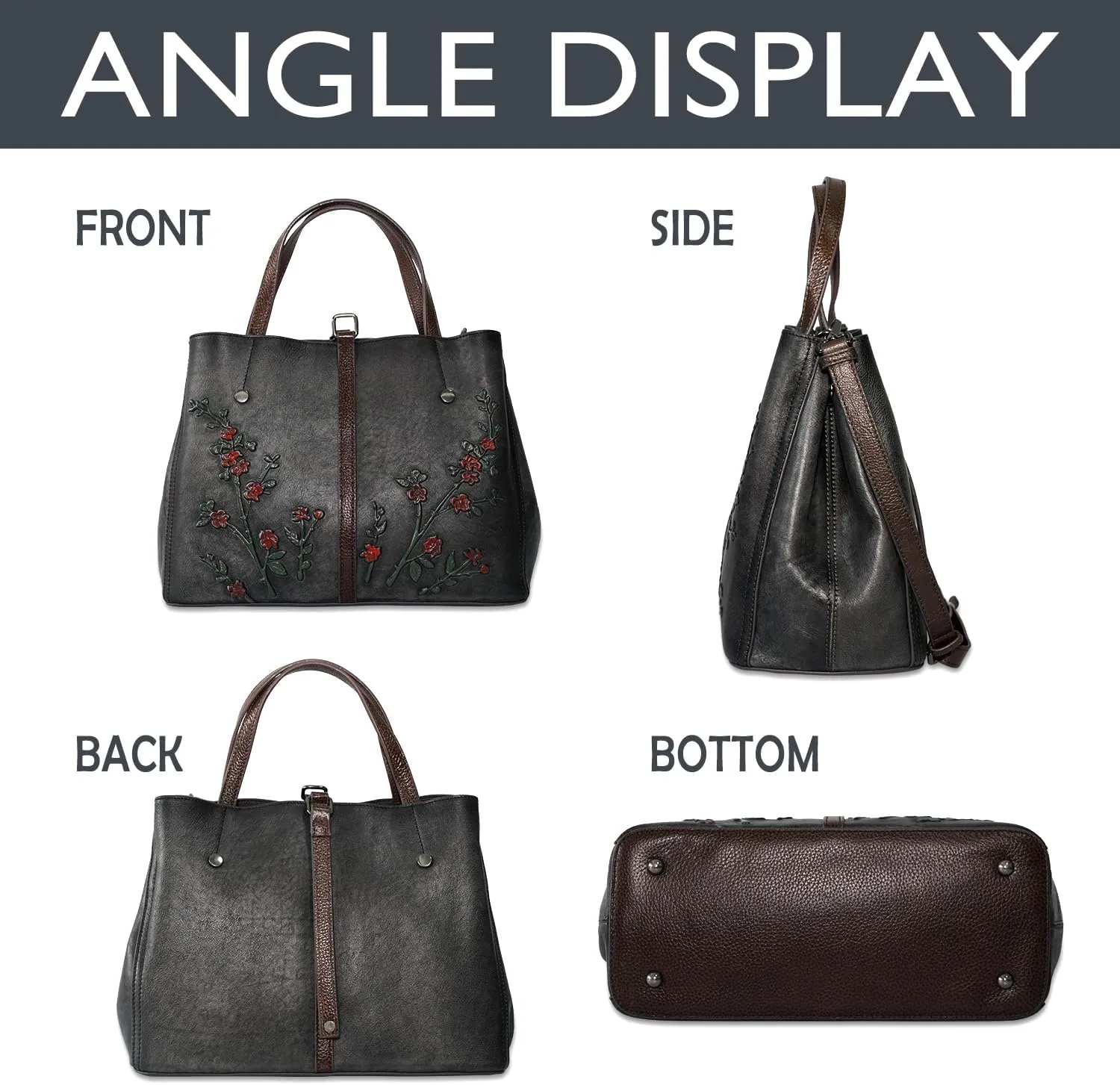 Genuine Leather Satchel for Women Top Handle Bags Handmade Purse Vintage Embossed Leather Crossbody Handbags Hobo Bag