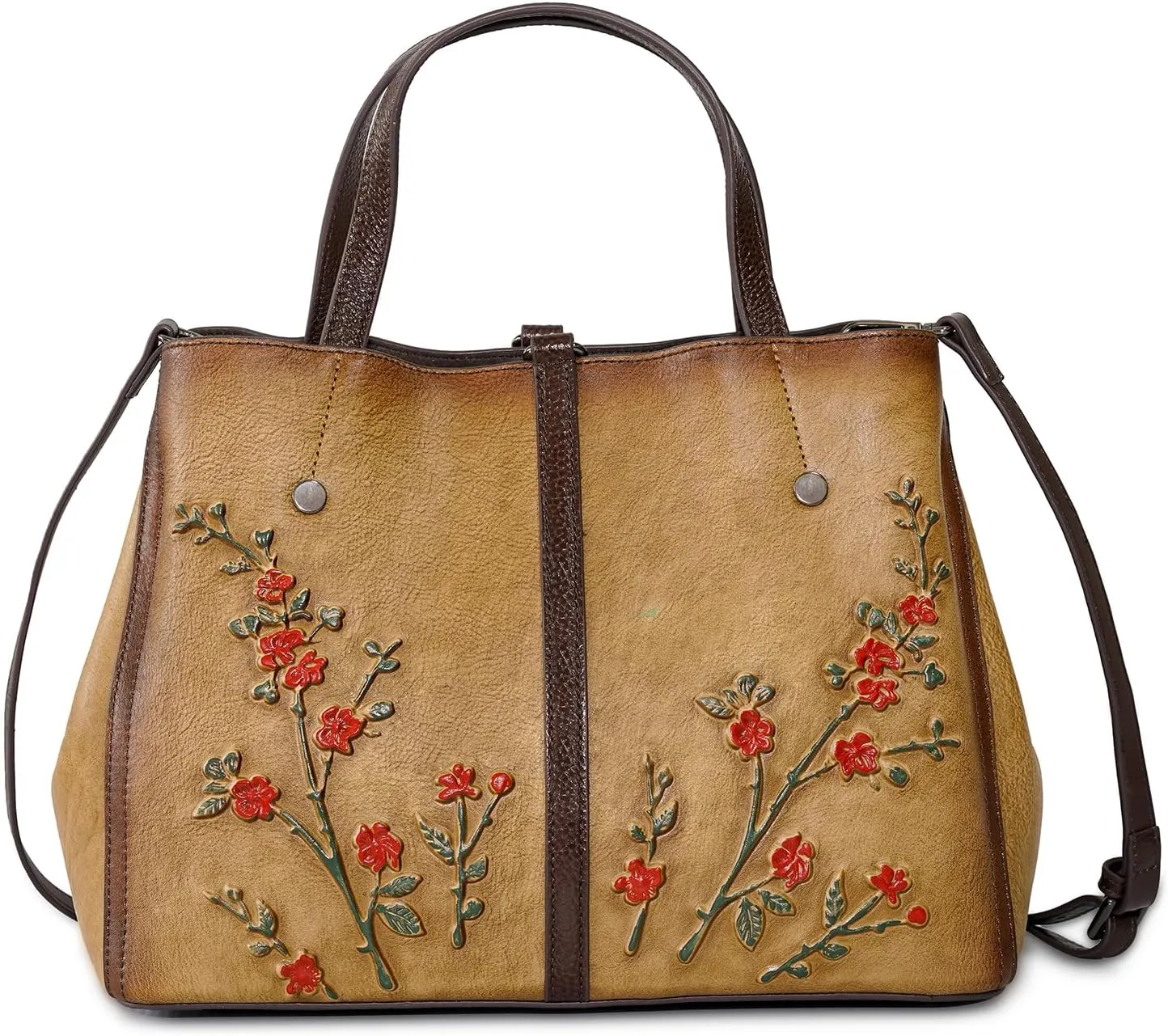 Genuine Leather Satchel for Women Top Handle Bags Handmade Purse Vintage Embossed Leather Crossbody Handbags Hobo Bag
