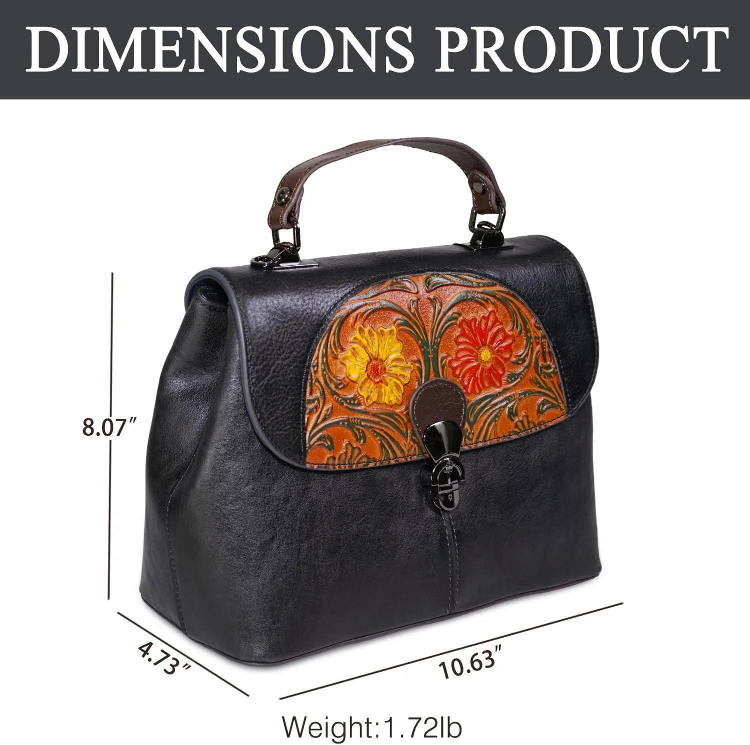 Genuine Leather Satchel for Women Top Handle Bags Handmade Purse Vintage Embossed Leather Crossbody Handbags Hobo Bag