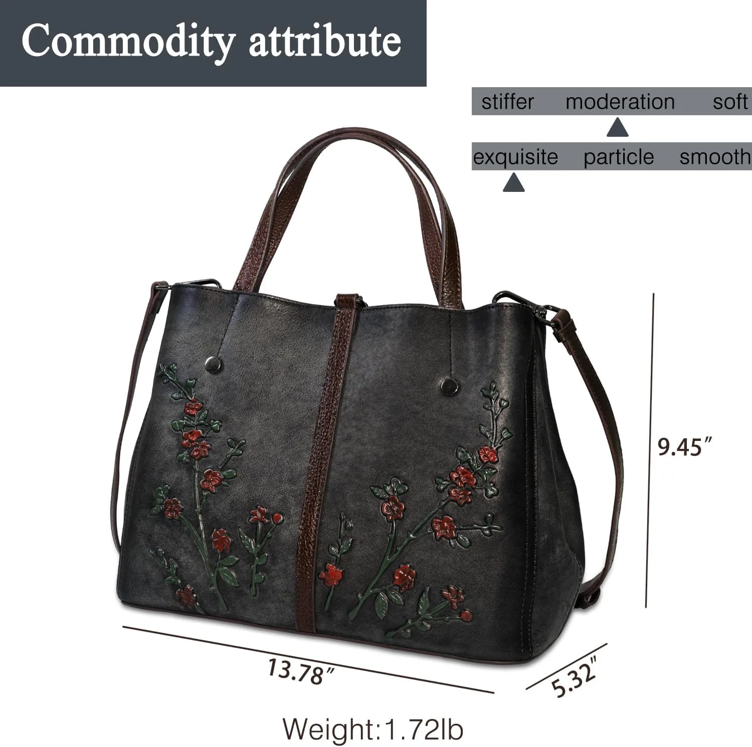 Genuine Leather Satchel for Women Top Handle Bags Handmade Purse Vintage Embossed Leather Crossbody Handbags Hobo Bag