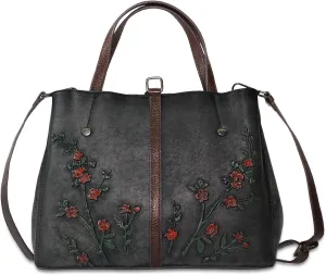 Genuine Leather Satchel for Women Top Handle Bags Handmade Purse Vintage Embossed Leather Crossbody Handbags Hobo Bag
