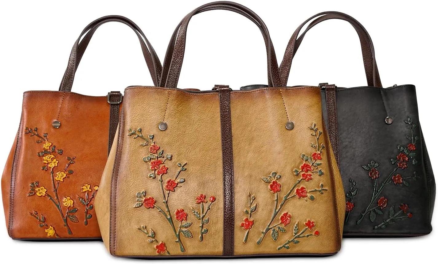 Genuine Leather Satchel for Women Top Handle Bags Handmade Purse Vintage Embossed Leather Crossbody Handbags Hobo Bag