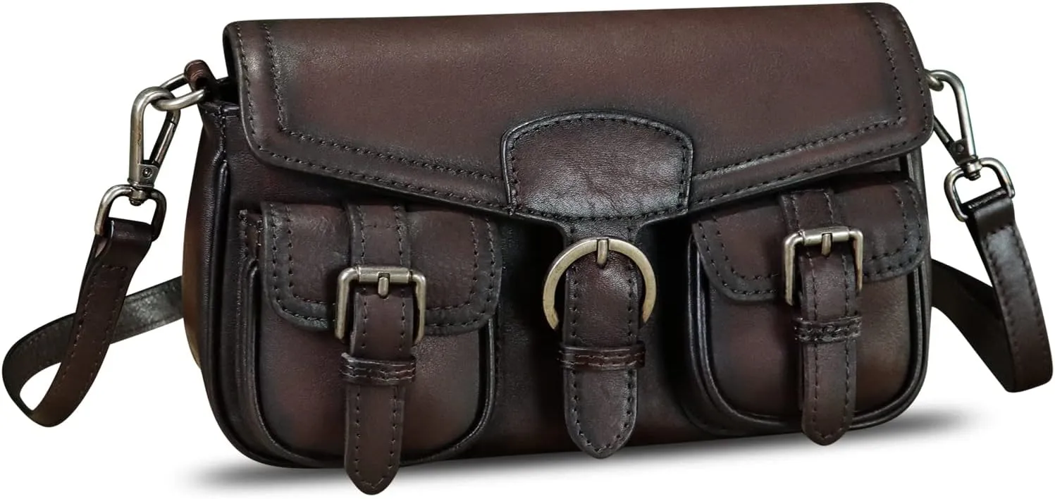 Genuine Leather Satchel for Women Vintage Handbag Purse Handmade Retro Crossbody Bag Purse Shoulder Bag