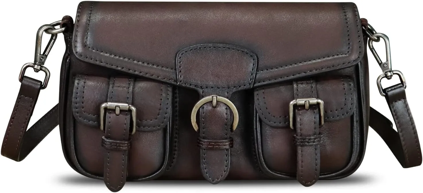 Genuine Leather Satchel for Women Vintage Handbag Purse Handmade Retro Crossbody Bag Purse Shoulder Bag