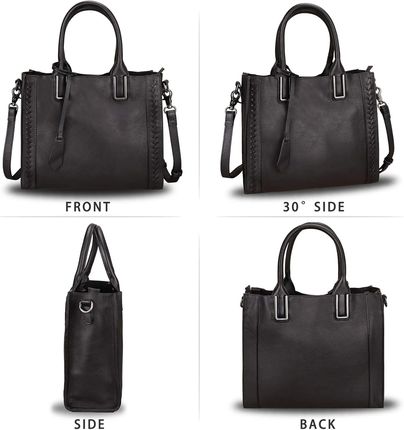 Genuine Leather Satchel Handbag for Women Vintage Handmade Shoulder Bag Cowhide Tote Purse