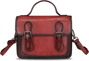 Genuine Leather Satchel Purse for Women Vintage Handmade Top Handle Handbag Crossbody Purse