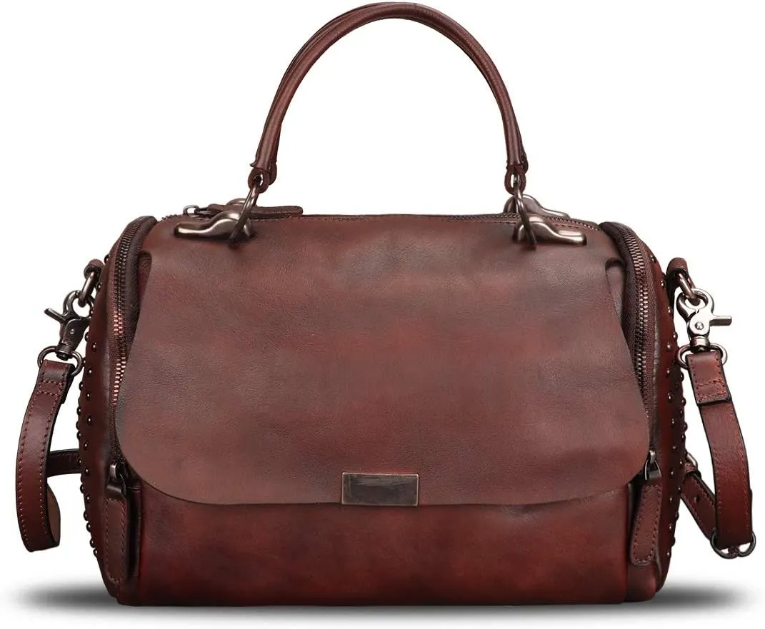 Genuine Leather Satchel Purses for Women Vintage Handmade Handbag Crossbody Shoulder Bag