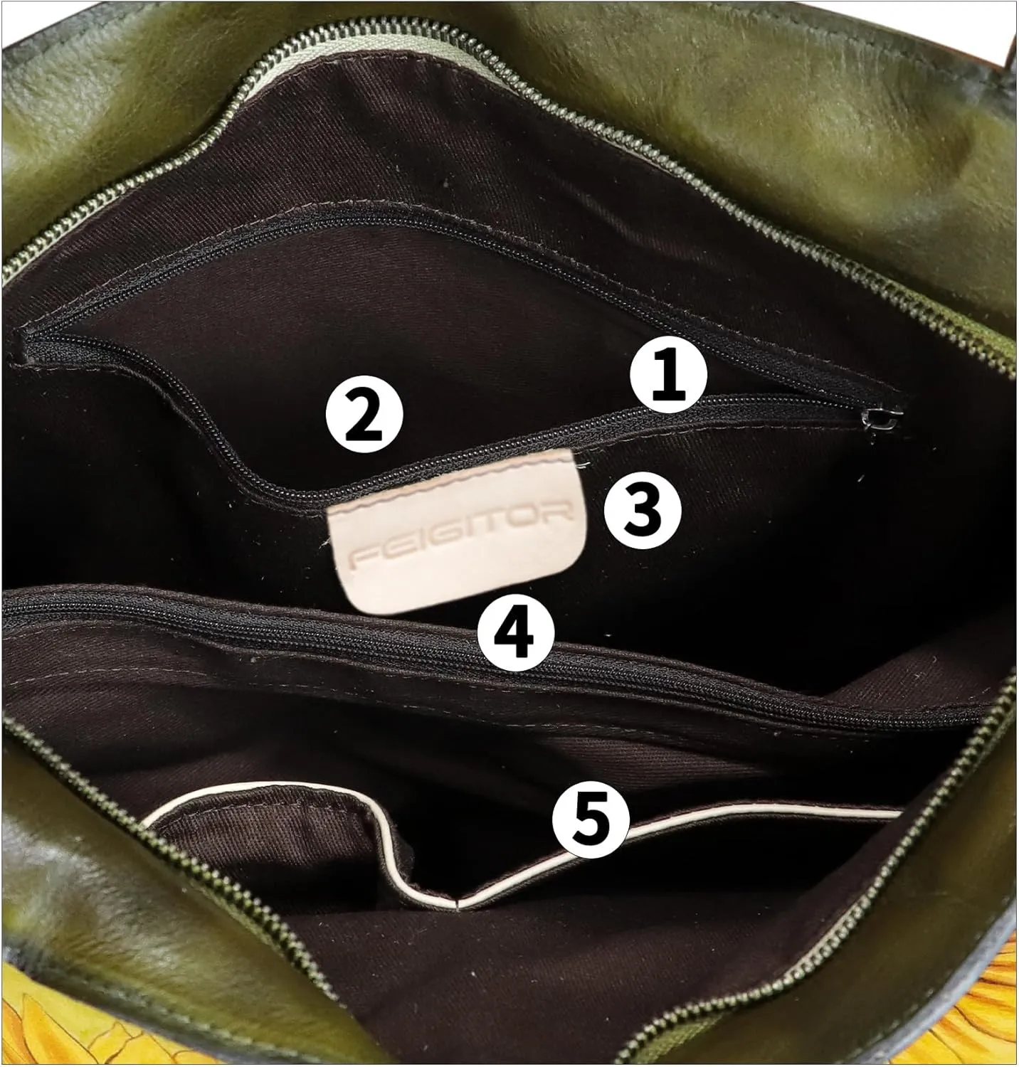 Genuine Leather Shoulder Bag for Women Hand Painted Leather Handbag Handmade Purse Work Tote Bag Casual Purse
