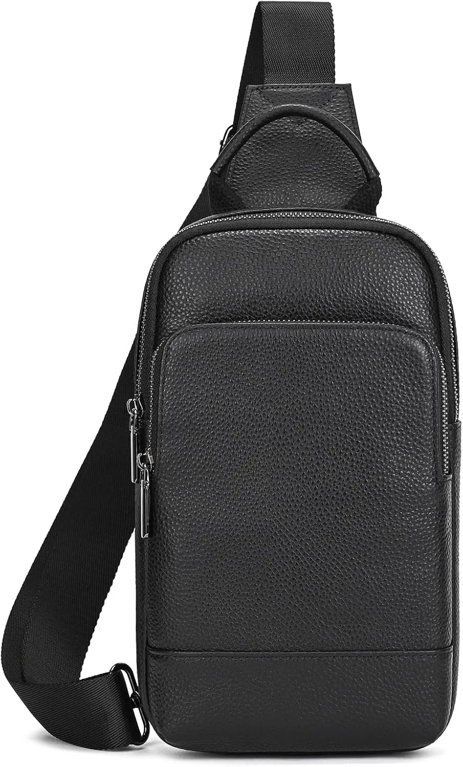 Genuine Leather Sling Bag Multi-pocket Chest Bag for Men Hiking Travel Daypack