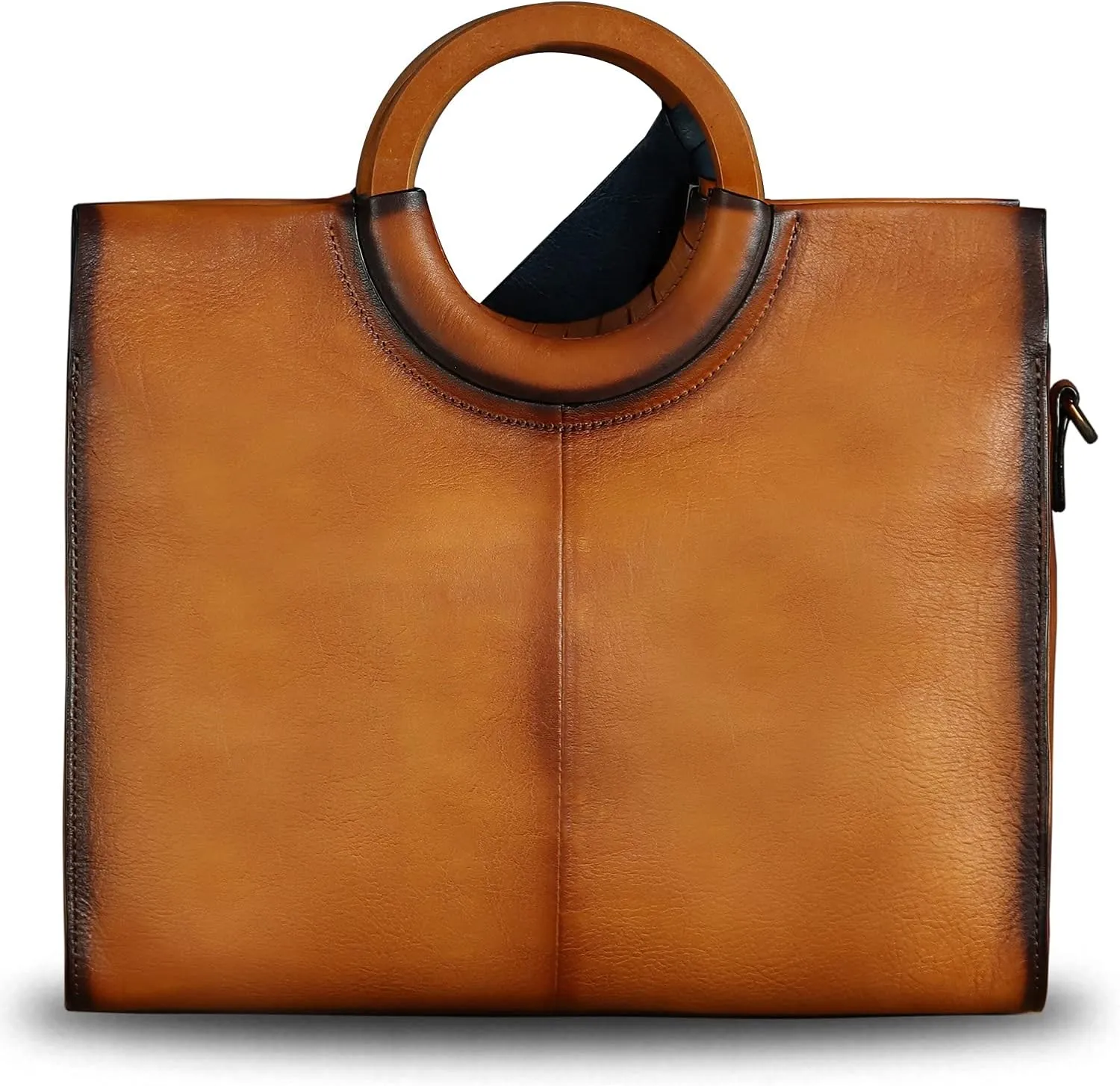 Genuine Leather Top Handle Handbag for Women Vintage Satchel Retro Cowhide Handmade Crossbody Bag Purses