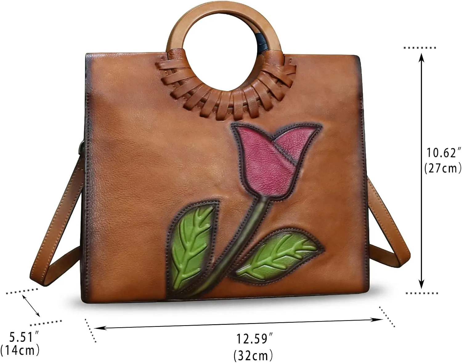 Genuine Leather Top Handle Handbag for Women Vintage Satchel Retro Cowhide Handmade Crossbody Bag Purses