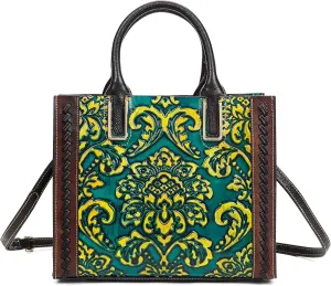 Genuine Leather Top Handle Satchel Handbag Crossbody Bag for Women