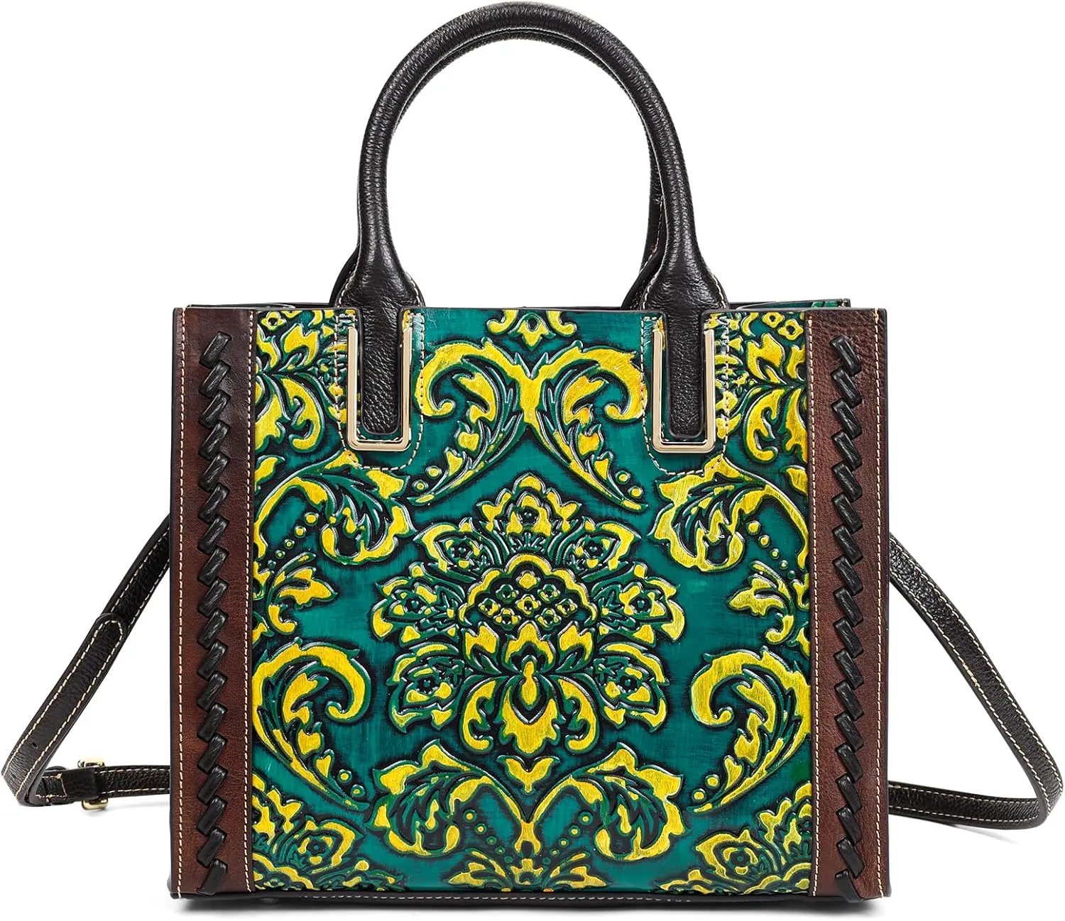 Genuine Leather Top Handle Satchel Handbag Crossbody Bag for Women