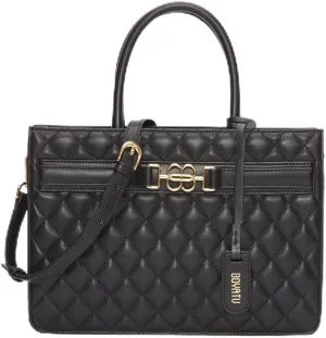 Genuine Leather Tote Bag for Women: Quilted Top Handle Satchel Purse - Ladies Shoulder Handbag for Travel Work