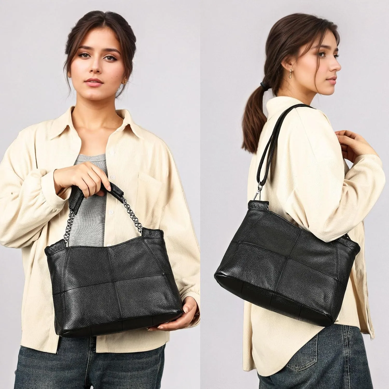 Genuine Leather Women Handbags Shoulder Purses Designer Tote Bag Fashion Crossbody Satchel Hobo Bag