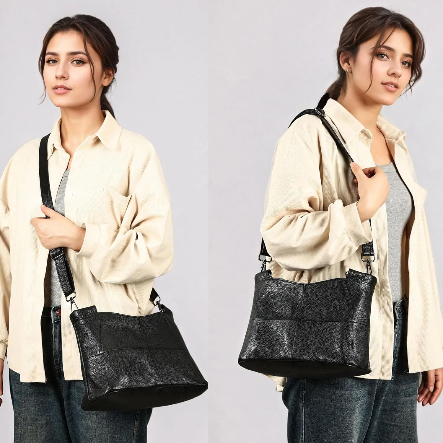Genuine Leather Women Handbags Shoulder Purses Designer Tote Bag Fashion Crossbody Satchel Hobo Bag