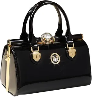 Genuine Leather Women's Top Handle Satchel Crossbody Handbags Evening Bag Purses Small Hard Shoulder Bags