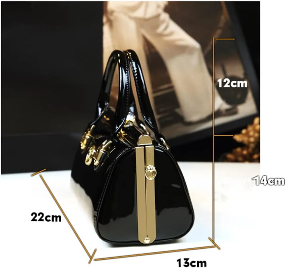 Genuine Leather Women's Top Handle Satchel Crossbody Handbags Evening Bag Purses Small Hard Shoulder Bags