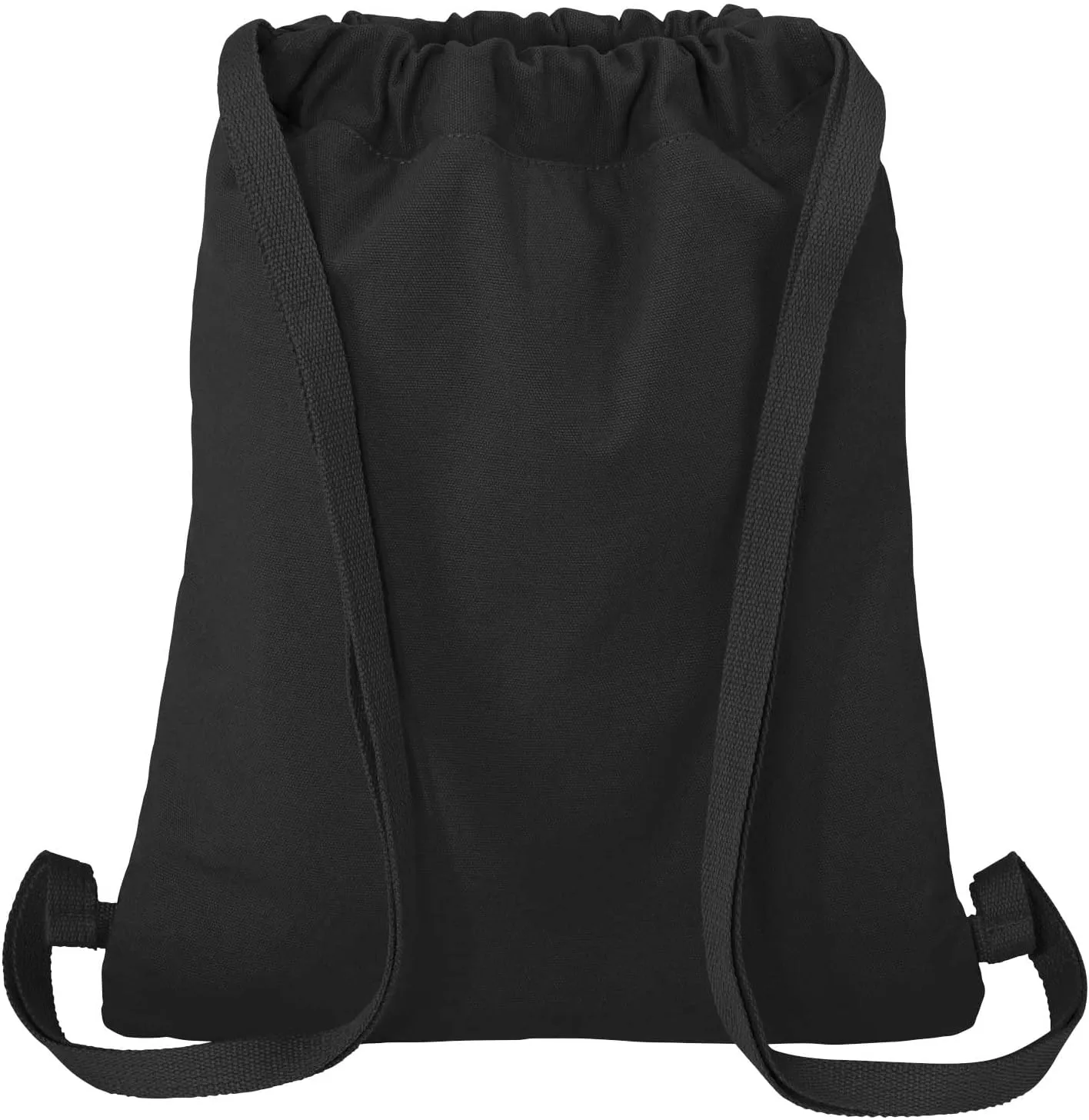George Mason University Drawstring Backpack RICH CANVAS GMU Cinch Bag (Black)