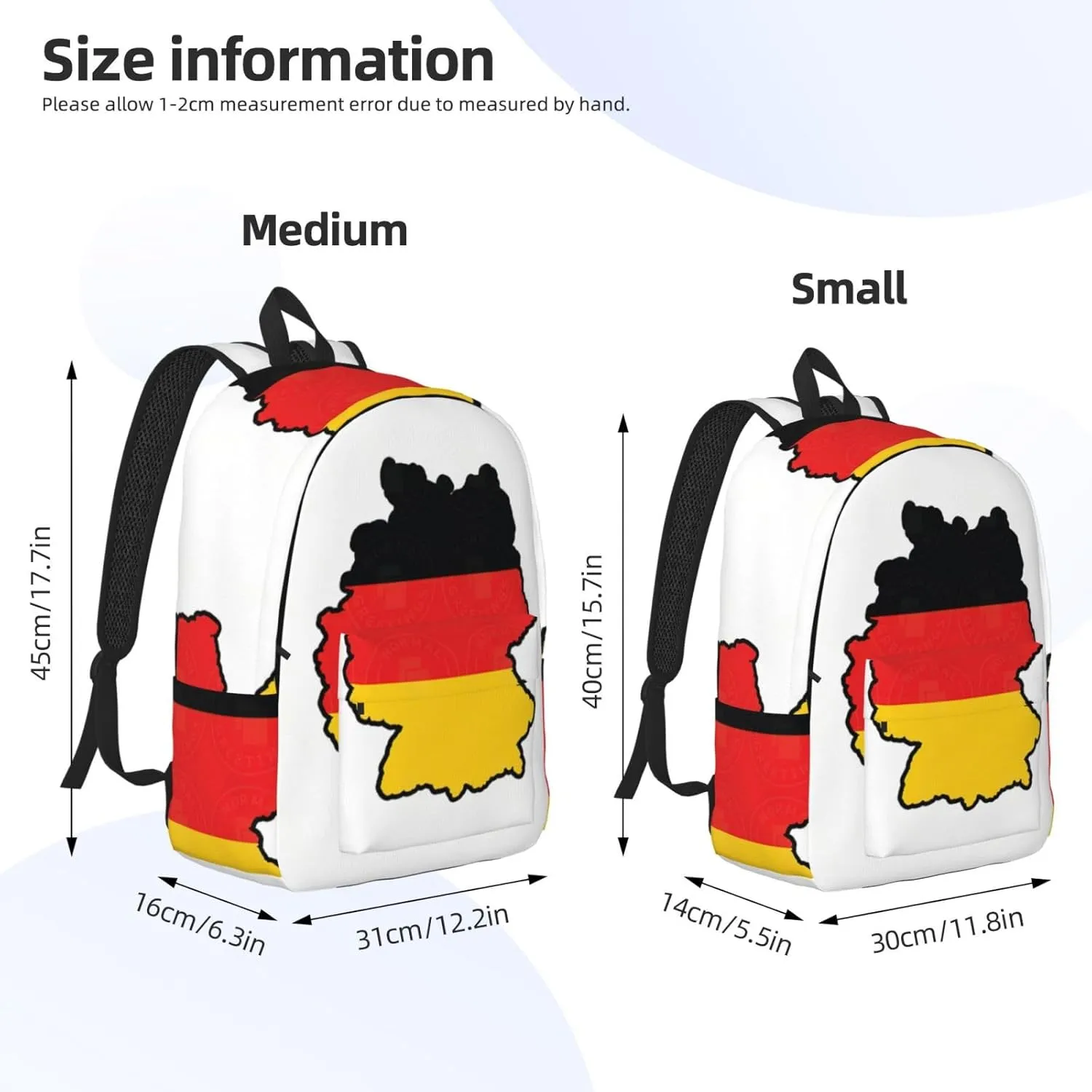 German Flag Map print Backpack Travel Backpacks for Women Men College Backpack Computer Bag for Travel