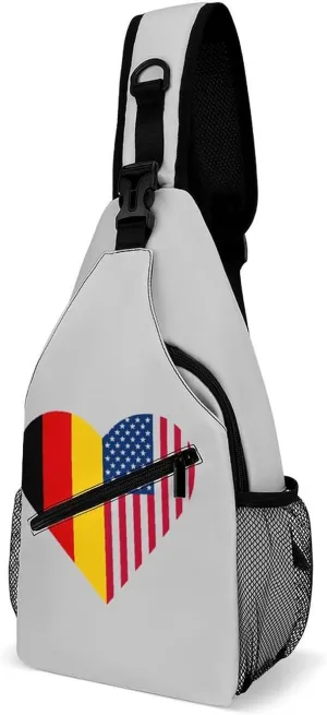 German U.S. Flag Crossbody Sling Bags Shoulder Backpack Chest DayPack Handbag