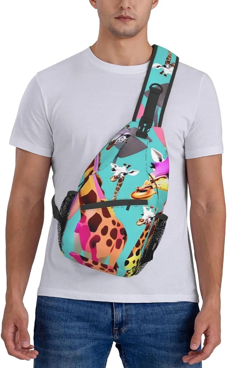 GeRRiT Colorful Giraffe Fans Lovers Print Small Backpack Sling Bag For Women Men, Chest Bag Daypack Crossbody For Travel Sport