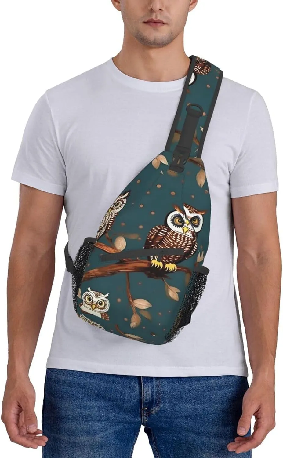 GeRRiT Owls On Tree Branches Print Small Backpack Sling Bag For Women Men, Chest Bag Daypack Crossbody For Travel Sport, SB-122