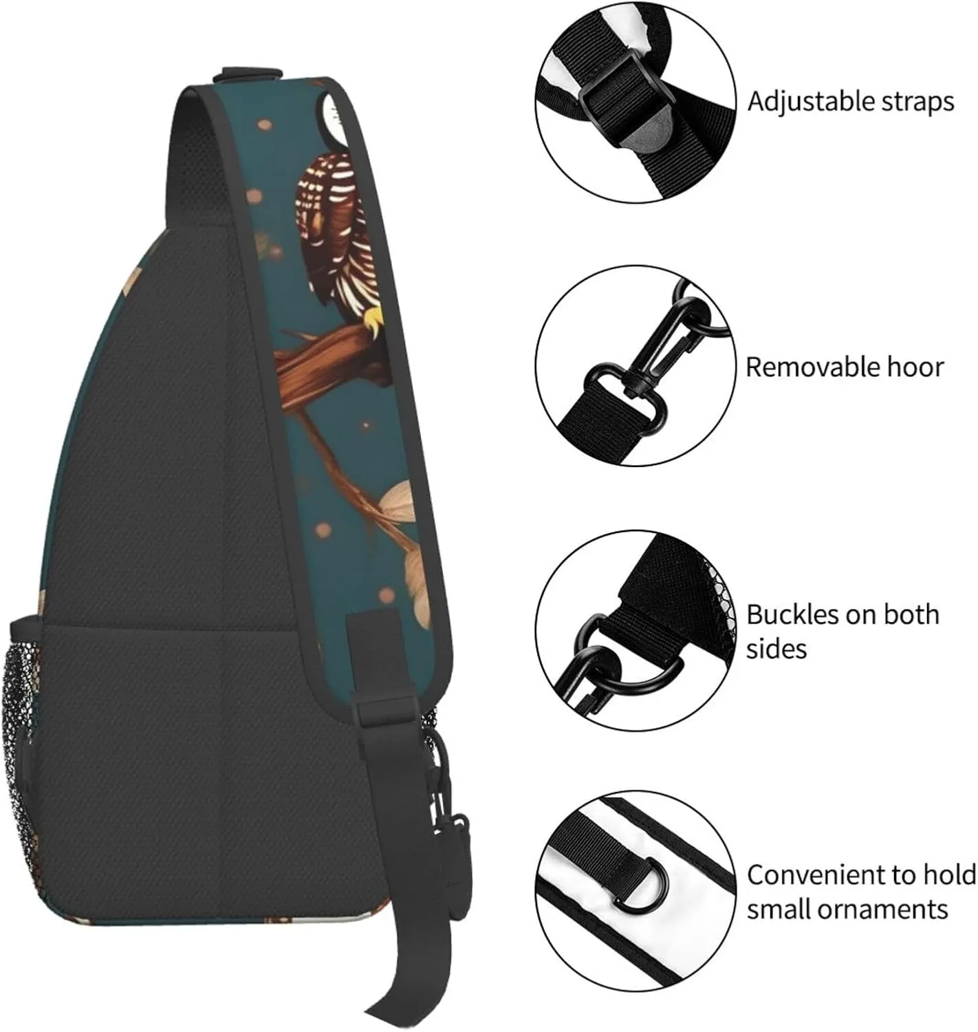 GeRRiT Owls On Tree Branches Print Small Backpack Sling Bag For Women Men, Chest Bag Daypack Crossbody For Travel Sport, SB-122