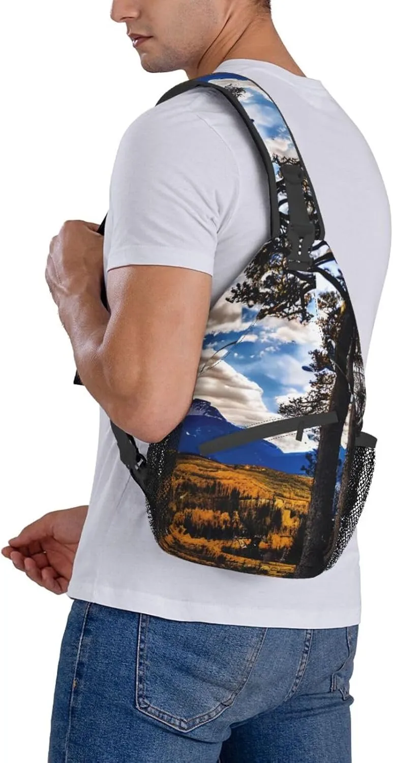 GeRRiT Rocky Mountain Range Print Small Backpack Sling Bag For Women Men, Chest Bag Daypack Crossbody For Travel Sport