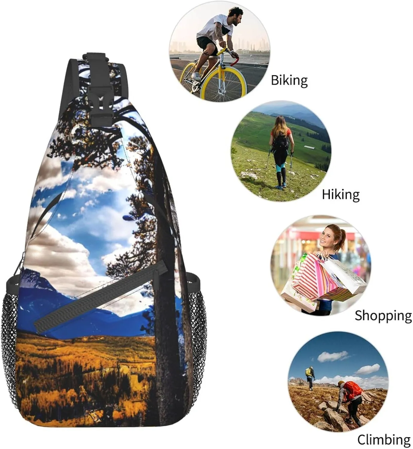 GeRRiT Rocky Mountain Range Print Small Backpack Sling Bag For Women Men, Chest Bag Daypack Crossbody For Travel Sport