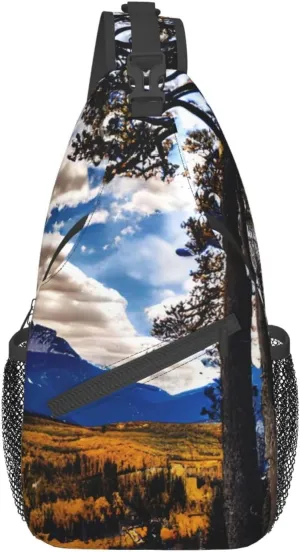 GeRRiT Rocky Mountain Range Print Small Backpack Sling Bag For Women Men, Chest Bag Daypack Crossbody For Travel Sport