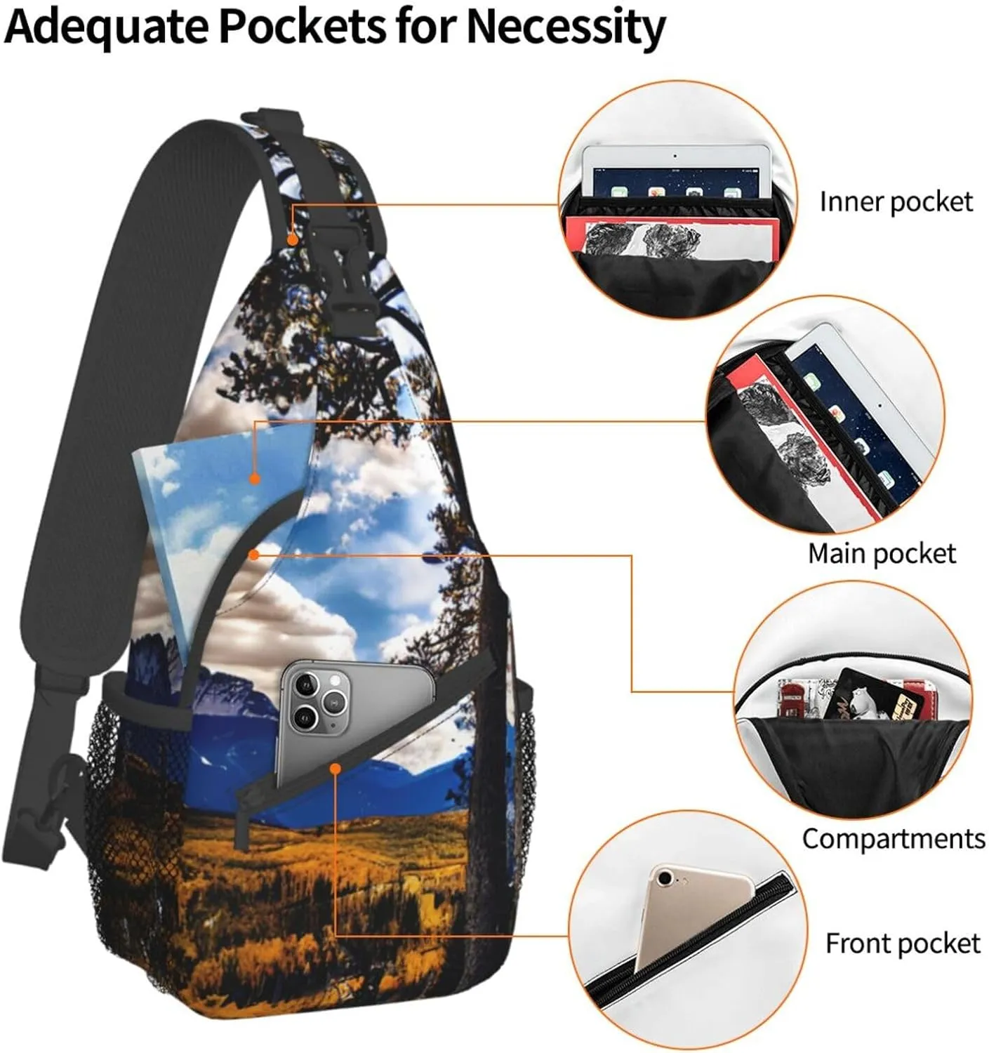 GeRRiT Rocky Mountain Range Print Small Backpack Sling Bag For Women Men, Chest Bag Daypack Crossbody For Travel Sport