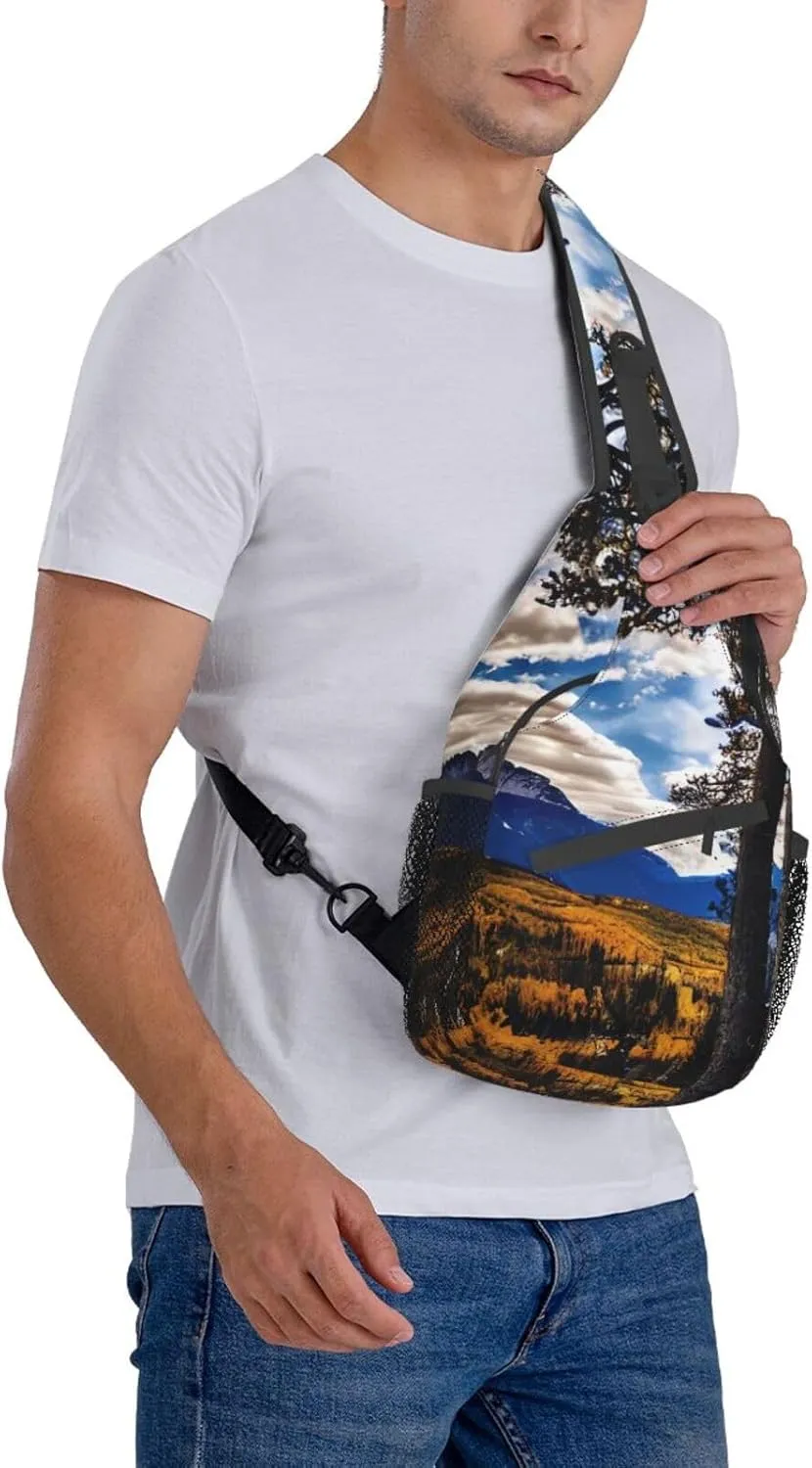 GeRRiT Rocky Mountain Range Print Small Backpack Sling Bag For Women Men, Chest Bag Daypack Crossbody For Travel Sport