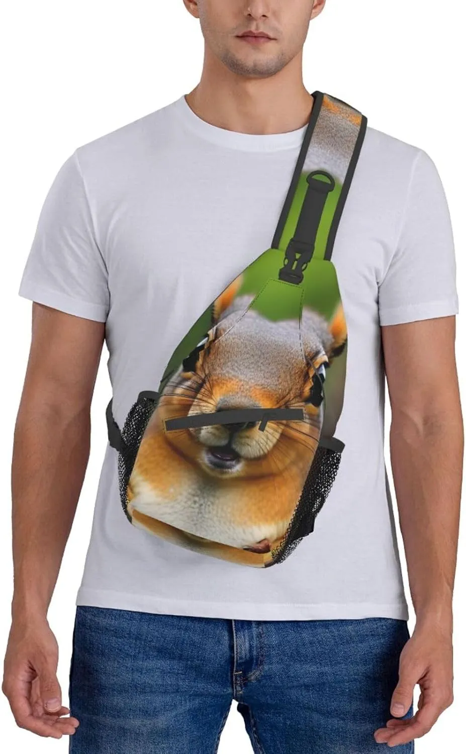 GeRRiT Squirrel Funny Animal Print Small Backpack Sling Bag For Women Men, Chest Bag Daypack Crossbody For Travel Sport, SB-122