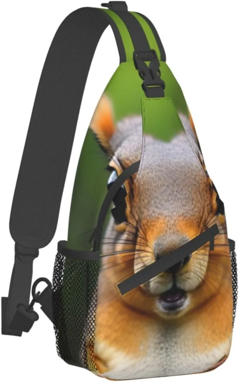 GeRRiT Squirrel Funny Animal Print Small Backpack Sling Bag For Women Men, Chest Bag Daypack Crossbody For Travel Sport, SB-122