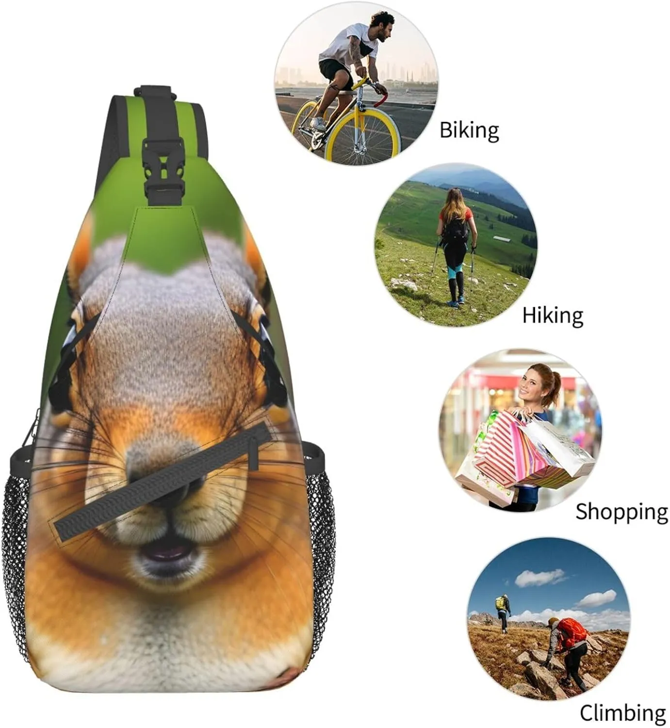 GeRRiT Squirrel Funny Animal Print Small Backpack Sling Bag For Women Men, Chest Bag Daypack Crossbody For Travel Sport, SB-122