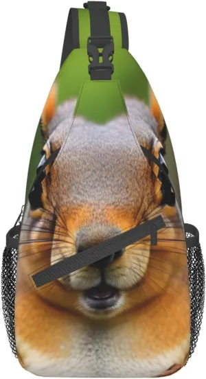 GeRRiT Squirrel Funny Animal Print Small Backpack Sling Bag For Women Men, Chest Bag Daypack Crossbody For Travel Sport, SB-122