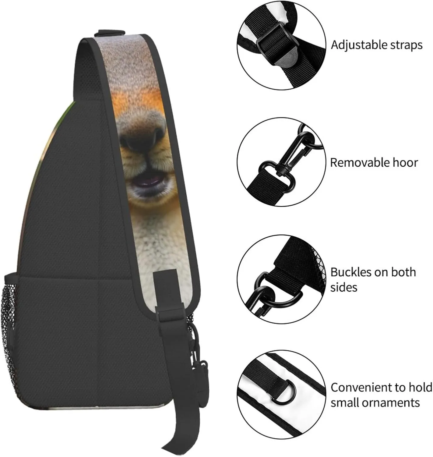 GeRRiT Squirrel Funny Animal Print Small Backpack Sling Bag For Women Men, Chest Bag Daypack Crossbody For Travel Sport, SB-122