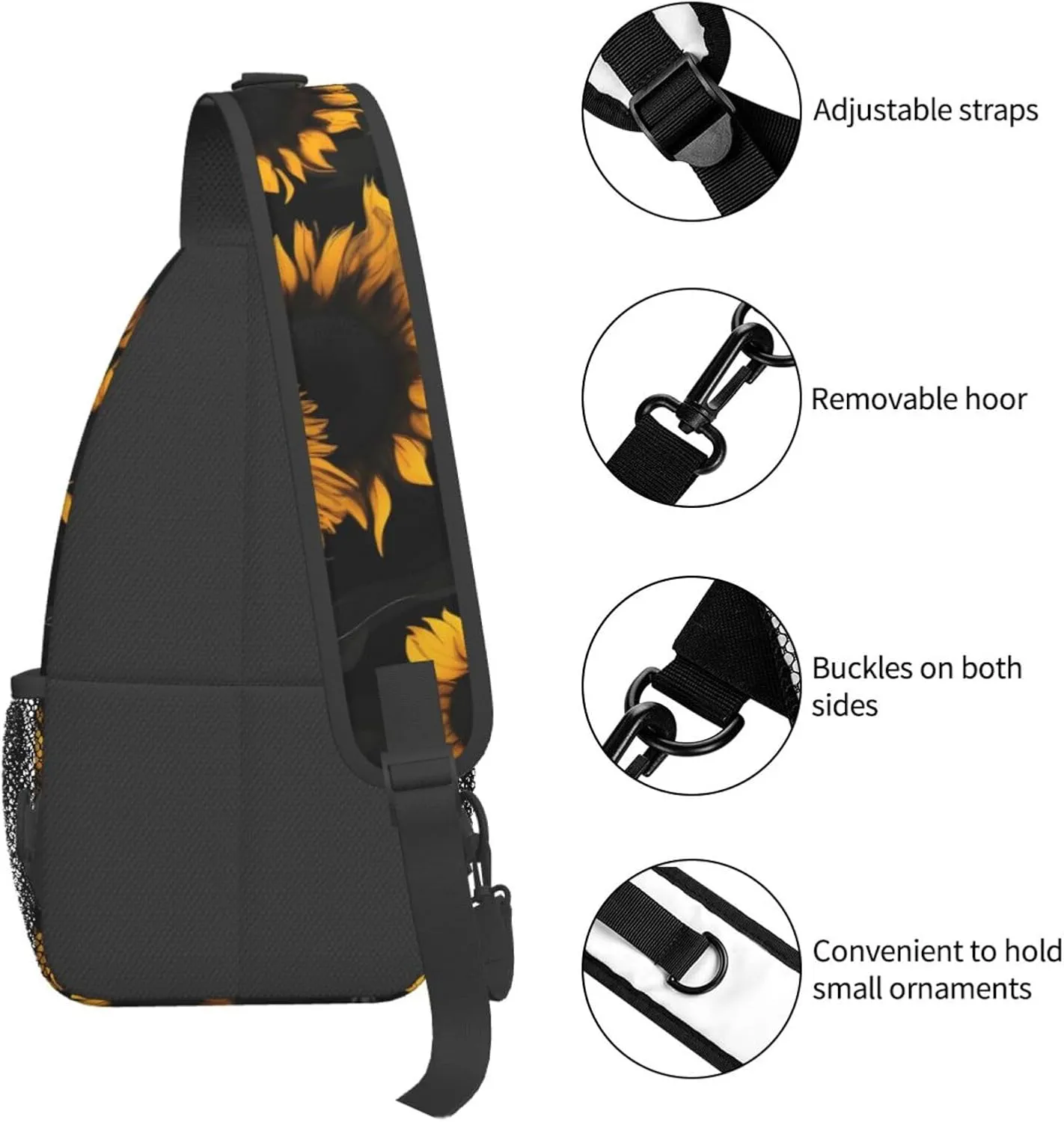 GeRRiT Sunflower Blooming Flowers Plants Print Small Backpack Sling Bag For Women Men, Chest Bag Daypack Crossbody For Travel Sport