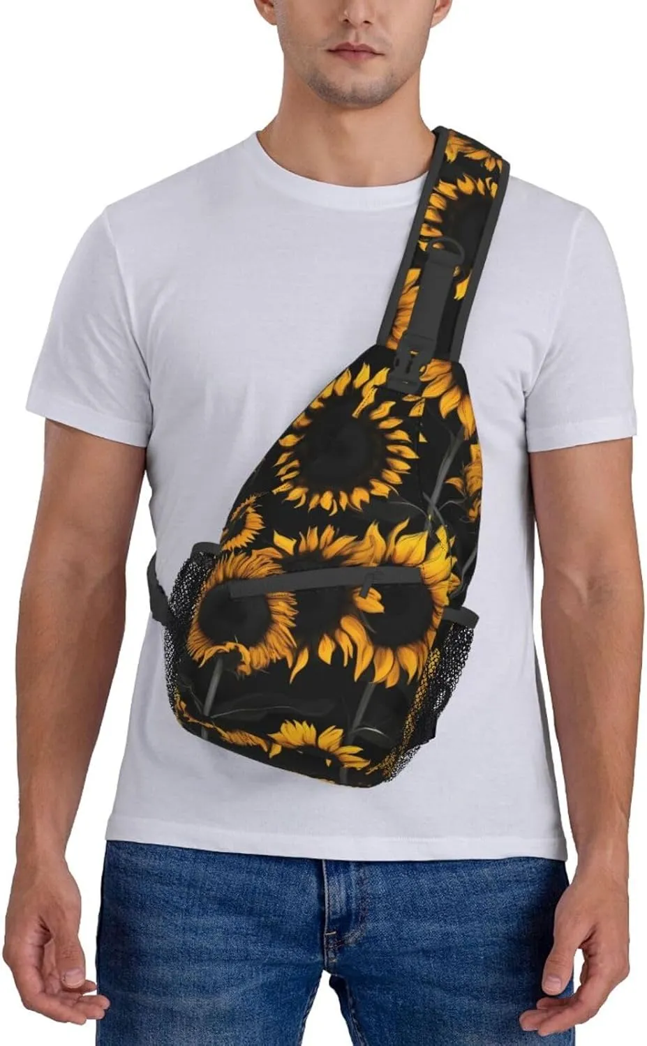 GeRRiT Sunflower Blooming Flowers Plants Print Small Backpack Sling Bag For Women Men, Chest Bag Daypack Crossbody For Travel Sport