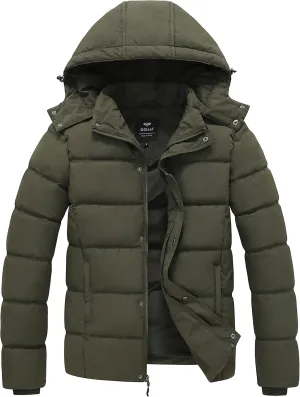 GGleaf Men's Hooded Winter Coat Warm Puffer Jacket Thicken Quilted Jacket