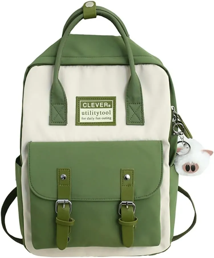 GGOOB Aesthetic Backpack Cute Kawaii Backpack for School Backpack Cute Aesthetic (green)