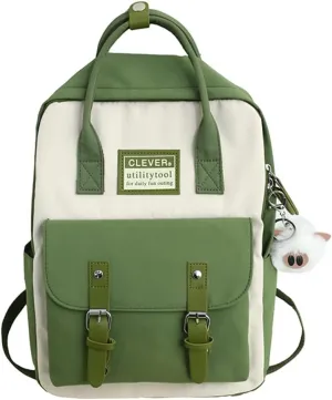 GGOOB Aesthetic Backpack Cute Kawaii Backpack for School Backpack Cute Aesthetic (green)
