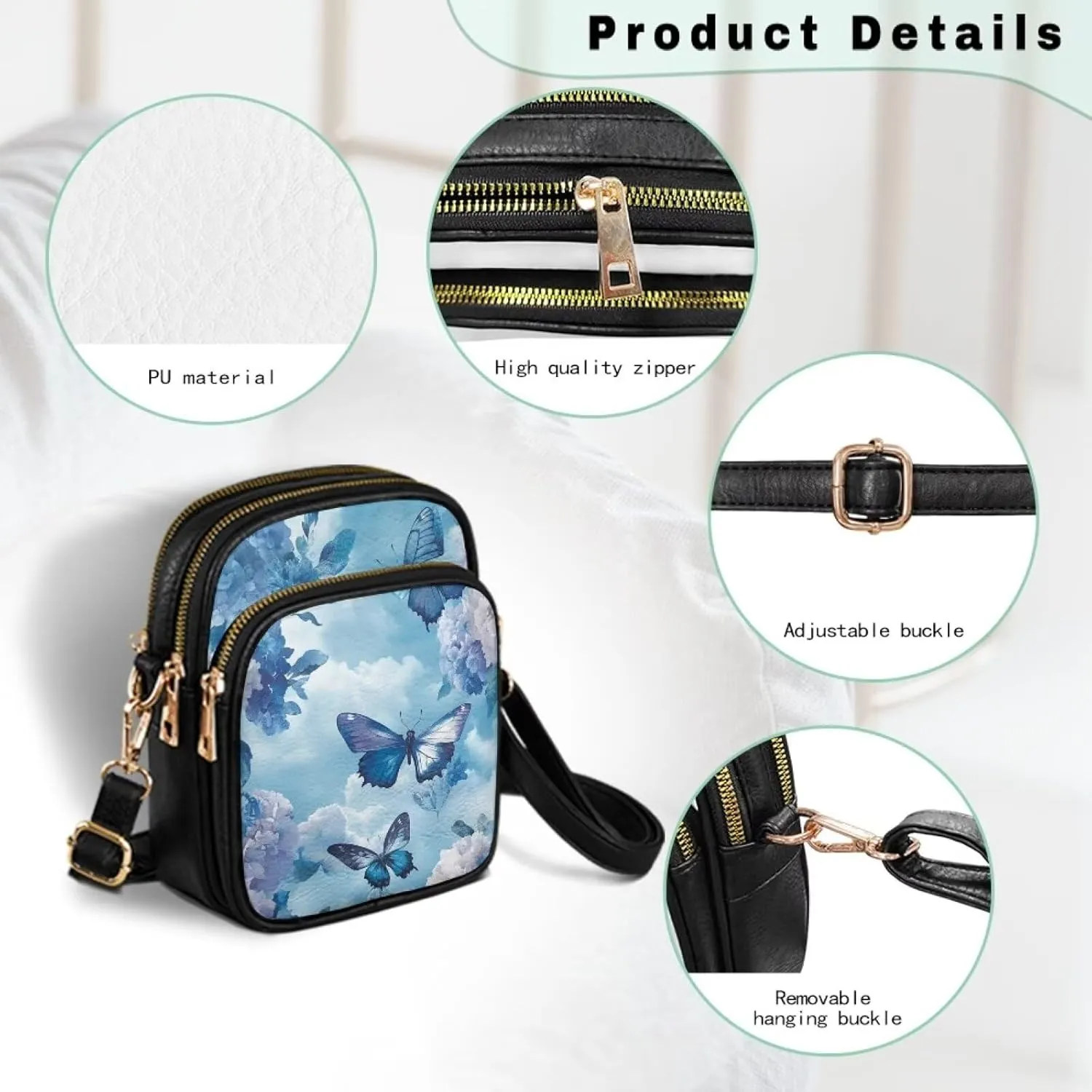 GIFTPUZZ Cross Body Bag for Women Soft Leather Wallet Phone Bag with Multi Pockets 6.74 * 3.08 * 8.46 inches