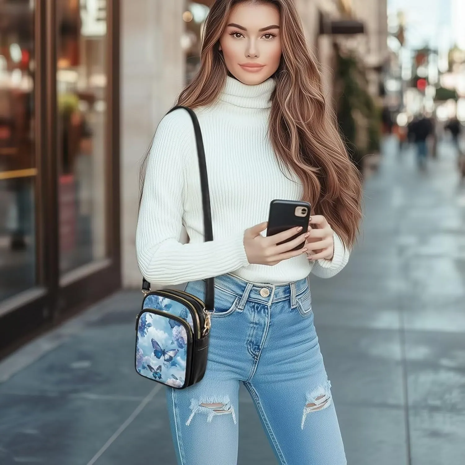 GIFTPUZZ Cross Body Bag for Women Soft Leather Wallet Phone Bag with Multi Pockets 6.74 * 3.08 * 8.46 inches