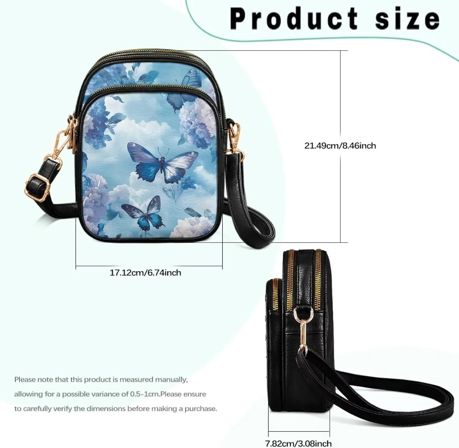 GIFTPUZZ Cross Body Bag for Women Soft Leather Wallet Phone Bag with Multi Pockets 6.74 * 3.08 * 8.46 inches