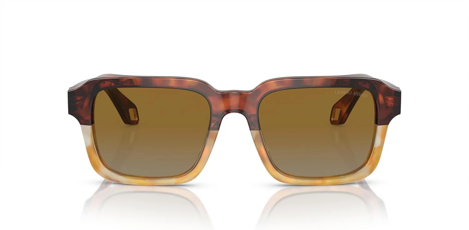 GIORGIO ARMANI Man Sunglasses Havana Red/Opaline Olive Green Frame, Green Lenses, 53MM