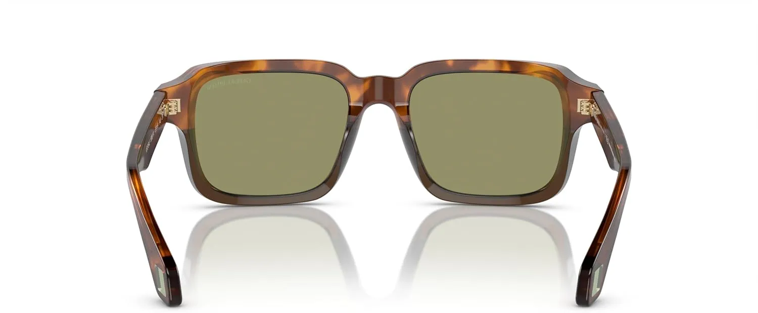 GIORGIO ARMANI Man Sunglasses Havana Red/Opaline Olive Green Frame, Green Lenses, 53MM