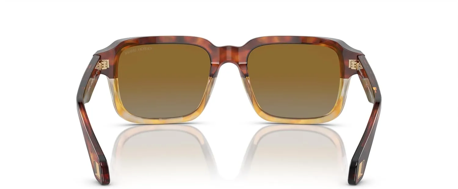 GIORGIO ARMANI Man Sunglasses Havana Red/Opaline Olive Green Frame, Green Lenses, 53MM